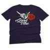 0184. dope Streetwear Graphic Good Vibe Red Rose Flowers Bones Hand Shaka for Men T Shirt (Navy Blue, 2X-Large) view 3