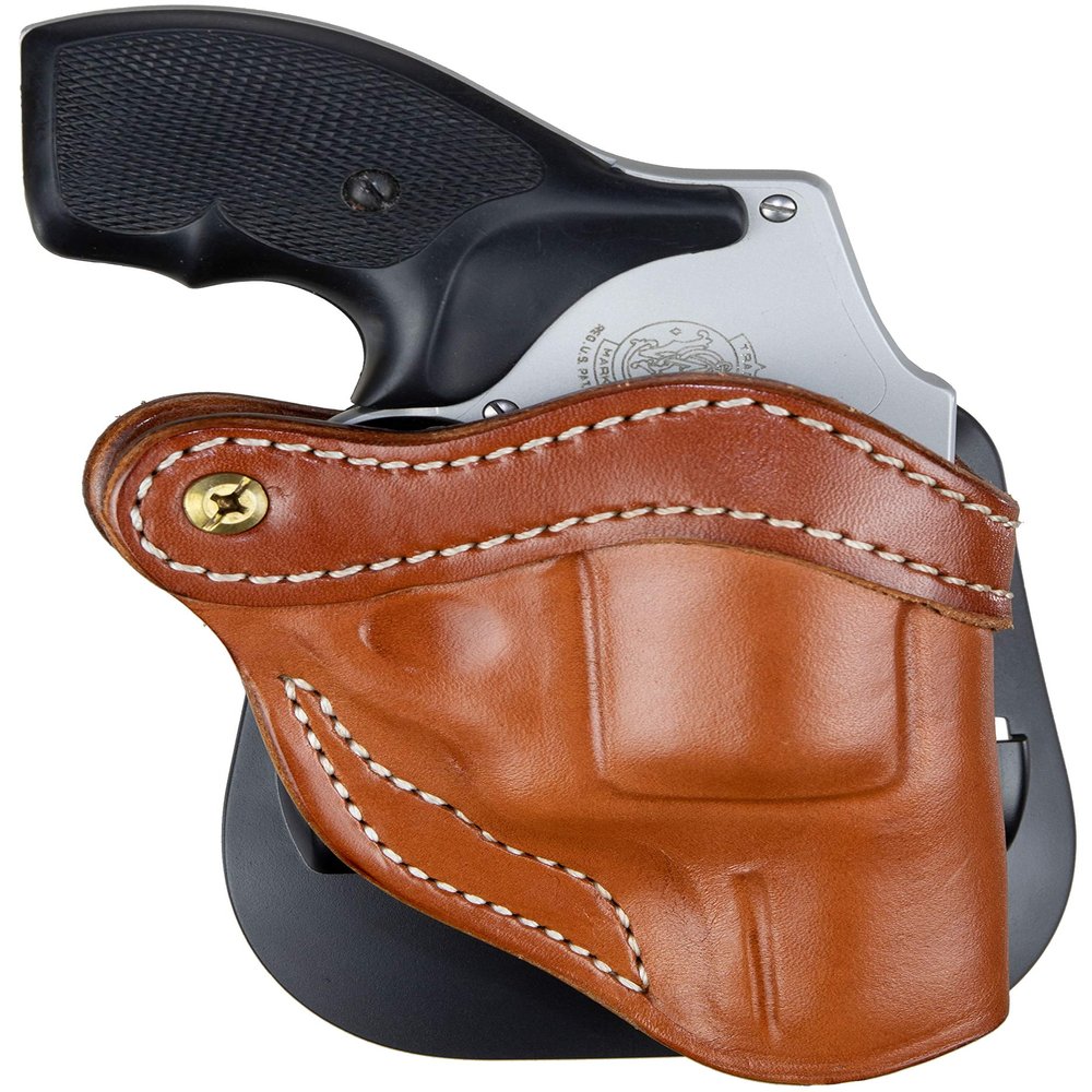 1791 GUNLEATHER J-Frame Revolver Paddle Holster - OWB CCW Leather Gun Holster for Belts - Right Handed - Fits All J-Frame Revolvers Including S&W and Ruger LCR not Taurus
