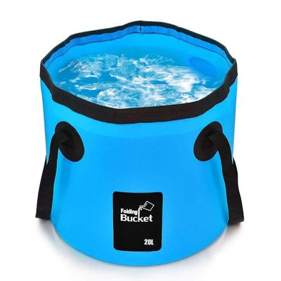 BANCHELLE Collapsible Bucket Water Container Portable Folding Camp Wash Basin for Outdoor Traveling Hiking Fishing Car Washing Gardening Camping (Blue, 20L)