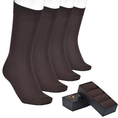 ELYFER Men's Cotton Dress Socks Seamless Toe Business Crew Men Socks (BROWN, 7-10.5)