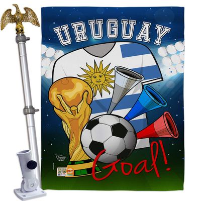 World Cup Uruguay Flags Uruguayan Home Decor Banner Room Wall Art Patio Porch Lawn Garden Flag Stand Pole Outdoor Tapestry Yard Signs FIFA Gifts Sports Fan Trophy Soccer Game Football Made In USA