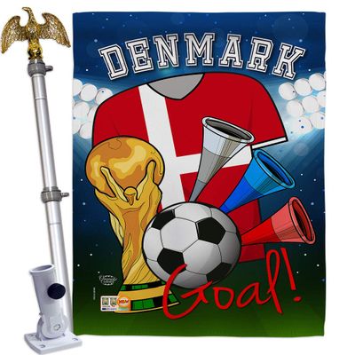World Cup Denmark Flags Danish Home Decor Banner Room Wall Art Patio Porch Lawn Garden Flag Stand Pole Outdoor Tapestry Yard Signs FIFA Gifts Sports Fan Trophy Soccer Game Football Made In USA