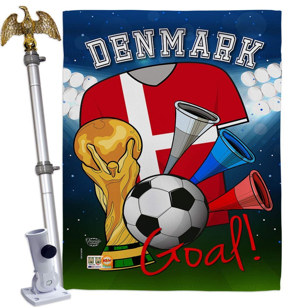 World Cup Denmark Flags Danish Home Decor Banner Room Wall Art Patio Porch Lawn Garden Flag Stand Pole Outdoor Tapestry Yard Signs FIFA Gifts Sports Fan Trophy Soccer Game Football Made In USA