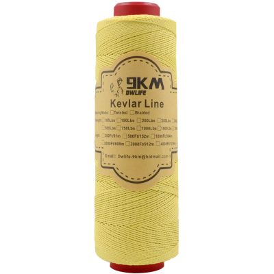 9KM DWLIFE Kevlar Kite String, 400lb 500Ft, Braided Kevlar Line, Low Stretch, High Strength, Heavy Duty, Fishing Assist Cord, Camping, Hiking, Outdoor Survival Rope