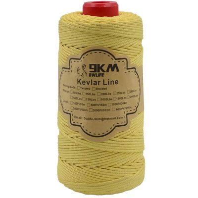 9KM DWLIFE Kevlar Kite String, 500lb 300Ft, Braided Kevlar Line, Low Stretch, High Strength, Heavy Duty, Fishing Assist Cord, Camping, Hiking, Outdoor Survival Rope
