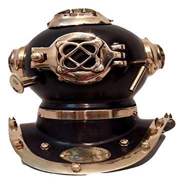 Antique US Navy Mark Solid Brass and Steel Diving Divers Helmet Mini Scuba