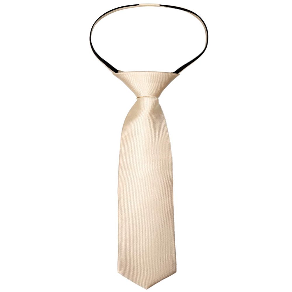 Alizeal Boys Solid Color Pre-tied 2.4'' Zipper Skinny Neckties for Kids, Champagne