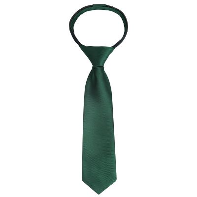 Alizeal Boys Solid Color Pre-tied 2.4'' Zipper Skinny Neckties for Kids, Dark Green