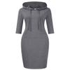 Clearlove Grey Dress for Women 3/4 Sleeve Pocket Knee Length Slim Pullover Hoodie Dress, Gray S view 1