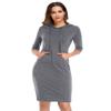 Clearlove Grey Dress for Women 3/4 Sleeve Pocket Knee Length Slim Pullover Hoodie Dress, Gray S view 2