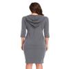 Clearlove Grey Dress for Women 3/4 Sleeve Pocket Knee Length Slim Pullover Hoodie Dress, Gray S view 3