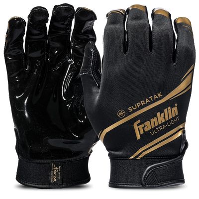 Franklin Sports Supratak Football Receiver Gloves - Black/Chrome - Adult X-Large