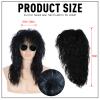 VGbeaty 70s 80s Rocker Mullet Wig Long Curly Black Adult Men Women Wig Halloween Cosplay Costume Anime Party view 2