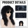 VGbeaty 70s 80s Rocker Mullet Wig Long Curly Black Adult Men Women Wig Halloween Cosplay Costume Anime Party view 3