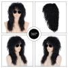 VGbeaty 70s 80s Rocker Mullet Wig Long Curly Black Adult Men Women Wig Halloween Cosplay Costume Anime Party view 4