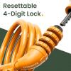 Titanker Bike Lock, Bicycle Lock 4 Feet Cable Lock 1/2 Inch Resettable Bike Locks Combination with Mounting Bracket, Bike Accessories for Bicycle, Electric Scooter, Motorcycle, Baby Orange view 2