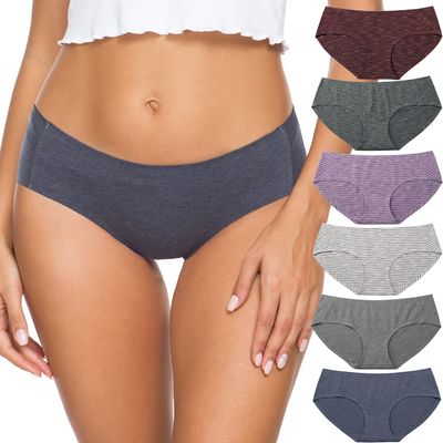 Altheanray Womens Underwear Cotton Underwear for Women Seamless Hipster Bikini Briefs Panties 6 Pack(3028L,Line 4)