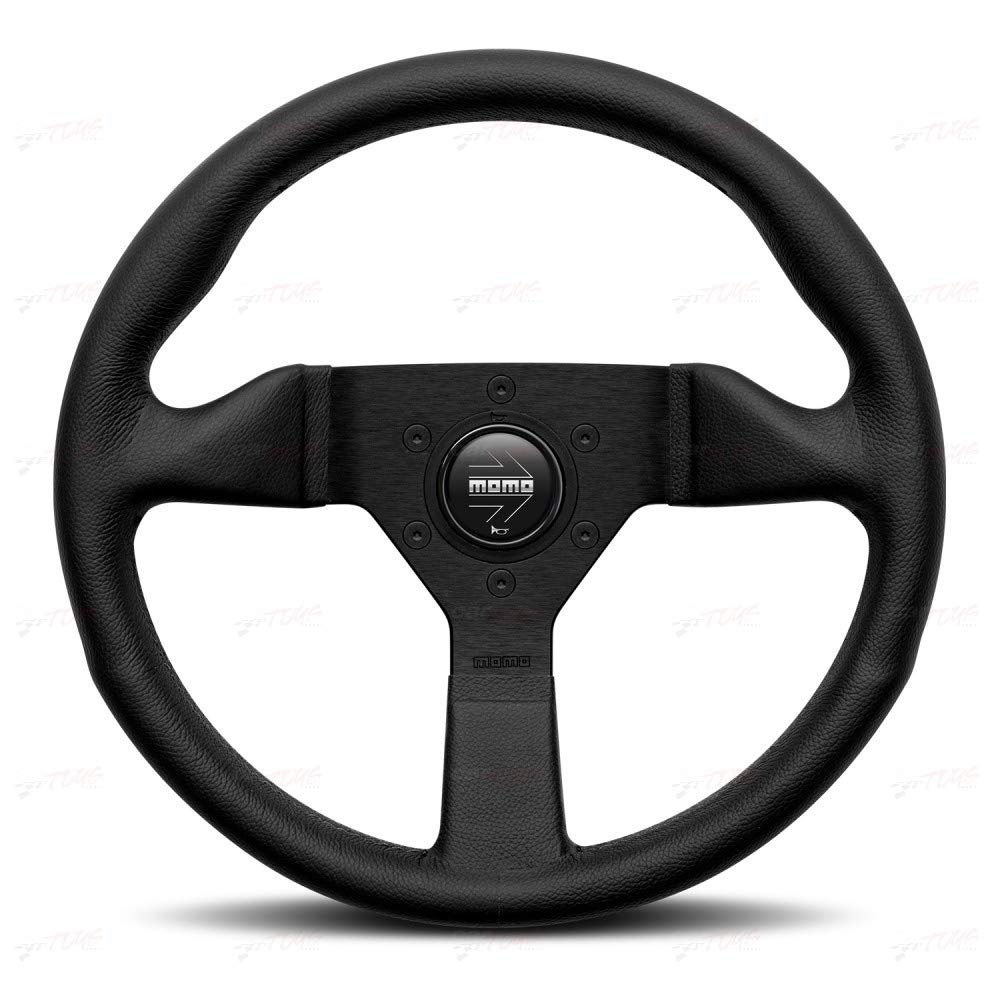 MOMO Montecarlo Street Steering Wheel, Black Leather Grip, Brushed Anodized Spoke, BK Stitch, 320mm - MCL32BK1B