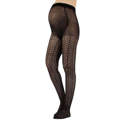 CALZITALY Maternity Pantyhose - Italian Cotton Pregnancy Knitted Black Tights for Women - Flat Seams & Cotton Gusset - Made in Italy S,M,L,XL