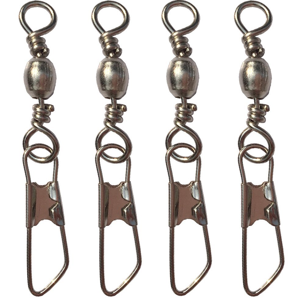 100PCS Barrel Snap Swivel Fishing Accessories, Fishing Gear Equipment with Ball Bearing Swivels Snaps Connector for Quick Connect Fishing Lures +A (4#)