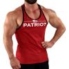 Men's Workout Bodybuilding Weight Lifting Stringer Gym Fitness Training Red Tank Top with White Patriot Design view 1
