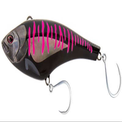 Nomad Design Madmacs High-Speed Trolling Lure Offshore Sinking Minnow with BKK Hooks, Heavy-Duty Split Rings & Autotune System for Tuna, Wahoo & GT- 240mm | 10" | 14oz, Black Pink Mackerel