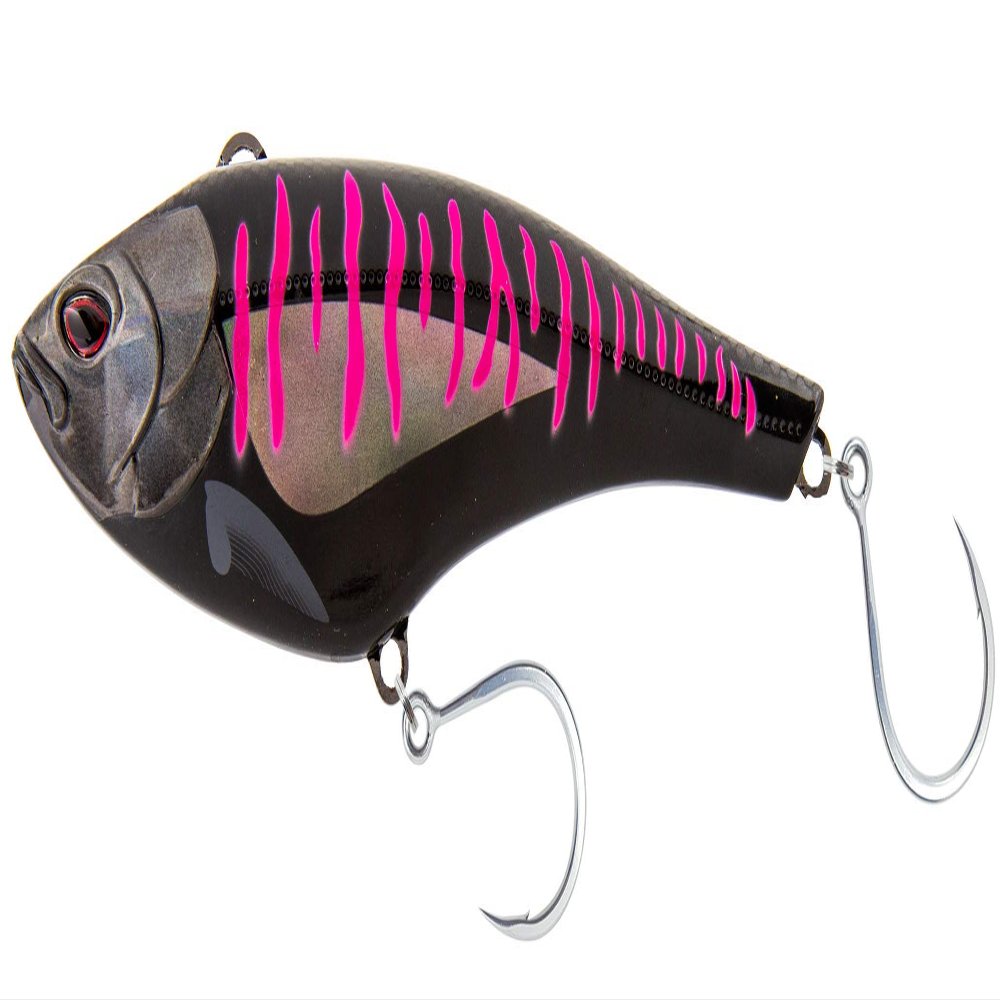Nomad Design Madmacs High-Speed Trolling Lure Offshore Sinking Minnow with BKK Hooks, Heavy-Duty Split Rings & Autotune System for Tuna, Wahoo & GT- 240mm | 10" | 14oz, Black Pink Mackerel