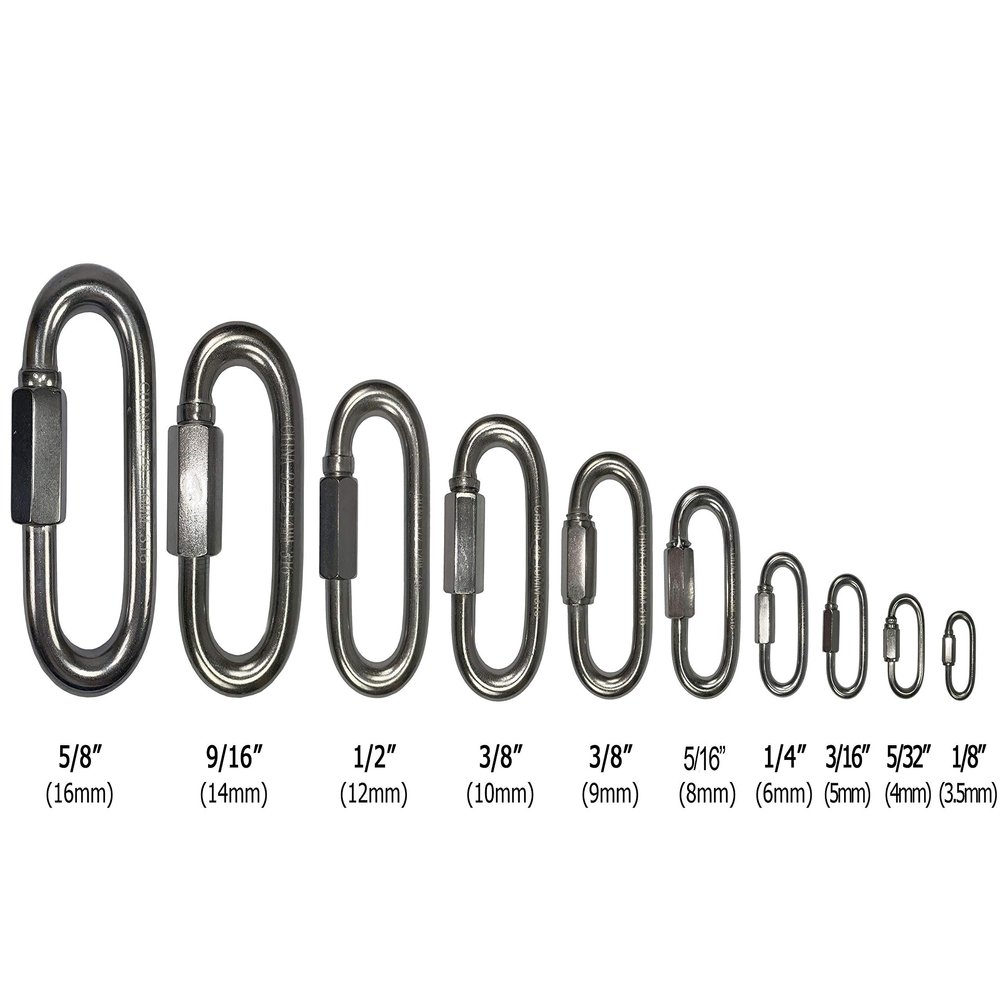 T316 Stainless Steel Quick Link Marine Grade Boating or Rigging 1/8" to 5/8" (1/4"(6MM))