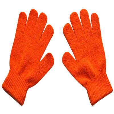 BaiX Boys and Girls Warm Winter Knitted Writing Gloves, 5-12 Years Old (Orange)