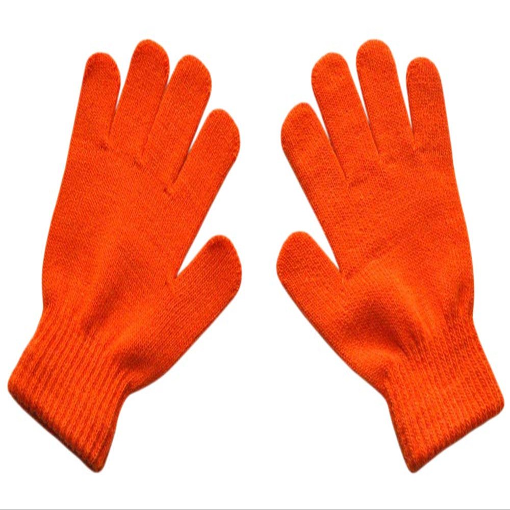 BaiX Boys and Girls Warm Winter Knitted Writing Gloves, 5-12 Years Old (Orange)