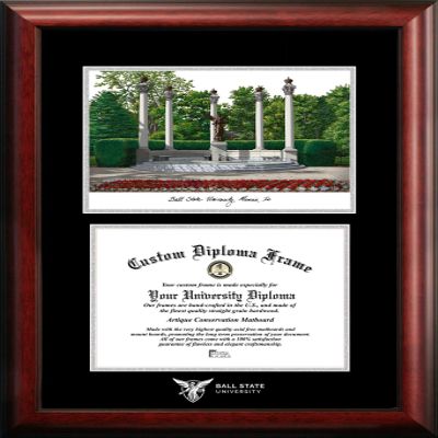Campus Images NCAA Ball State Cardinals Unisex Silver Medallion Frame Ball State University 10w x 8h Silver Embossed Diploma Frame Lithograph, Brown, One Size