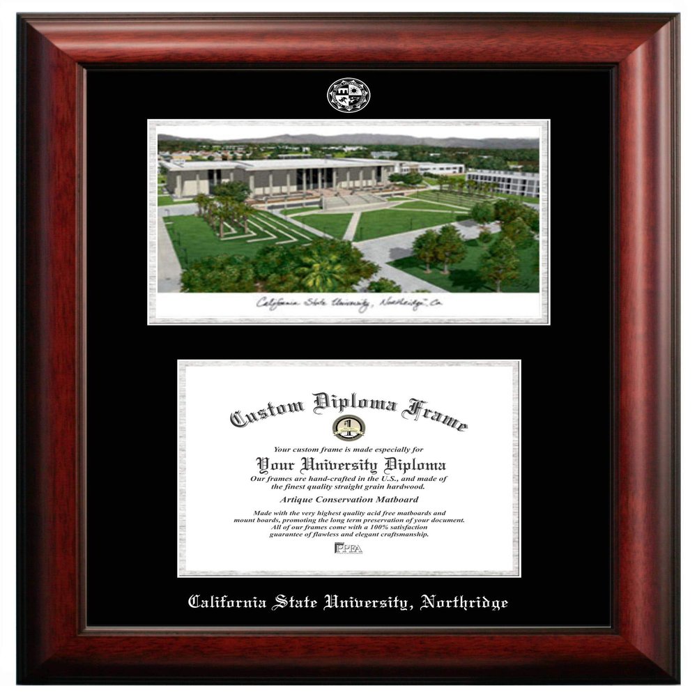 Campus Images NCAA Cal State Northridge Matadors Unisex Silver Medallion Frame California State University, Northridge 11w x 8.5h Silver Embossed Diploma Frame Lithograph, Brown, One Size