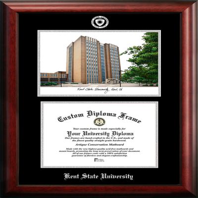 Campus Images NCAA Kent State Golden Flashes Unisex Silver Medallion Frame Kent State University 11w x 8.5h Silver Embossed Diploma Frame Lithograph, Brown, One Size