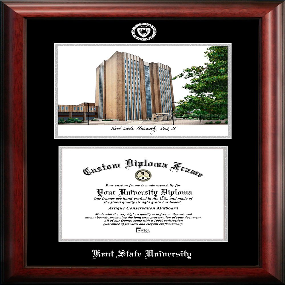 Campus Images NCAA Kent State Golden Flashes Unisex Silver Medallion Frame Kent State University 11w x 8.5h Silver Embossed Diploma Frame Lithograph, Brown, One Size