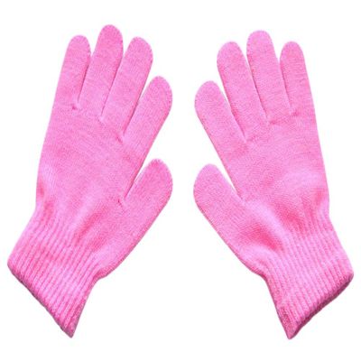 BaiX Boys and Girls Warm Winter Knitted Writing Gloves, 5-12 Years Old (Pink)