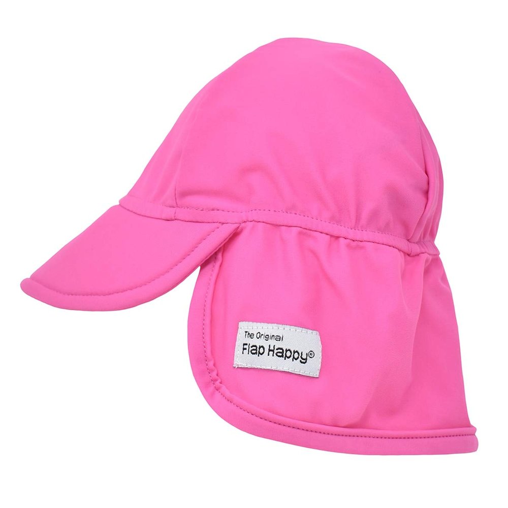 Flap Happy Baby Sun Hat - UPF 50+ Swim Hat with Neck Flap for Sun Protection, Floats on Water, Recycled Fabric - Azalea Pink, XX-Large