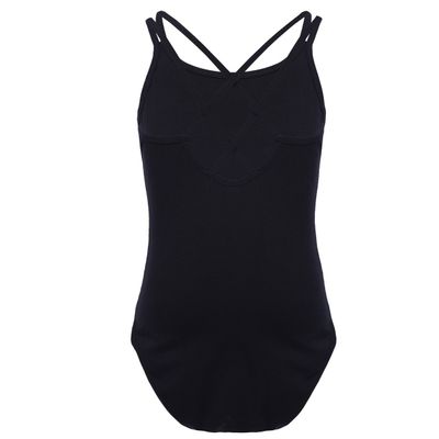 JEATHA Kids Girls Gymnastics Leotard Ballet Dance Top Sleeveless Spaghetti Straps Cross Back Athletic Bodysuit Black 10-12