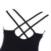 JEATHA Kids Girls Gymnastics Leotard Ballet Dance Top Sleeveless Spaghetti Straps Cross Back Athletic Bodysuit Black 10-12 view 4