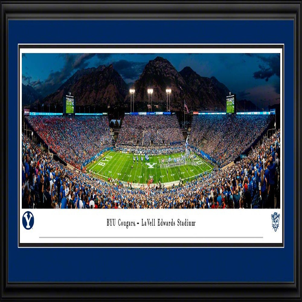BYU Cougars Football - 44x18-inch Double Mat, Deluxe Framed Picture by Blakeway Panoramas
