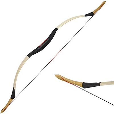 AMEYXGS Archery Traditional Recurve Bow 25-55lbs Handmade Wooden Longbow Mongolian Hunting Target Bow for Outdoor Hunting Practice Shooting (type1, 30lbs)