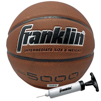 Franklin Sports 5000 Men's + Women's Indoor Basketballs - Official Size 29.5" Inch + 28.5" Inch Men's + Women's Basketball with Air Pump - Composite Indoor Basketballs - Regulation Size BasMketballs, Size 6