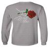 0184. dope Streetwear Graphic Good Vibe Red Rose Flowers Bones Hand Shaka Men's Long Sleeve t Shirt (Light Gray X-Large) view 3