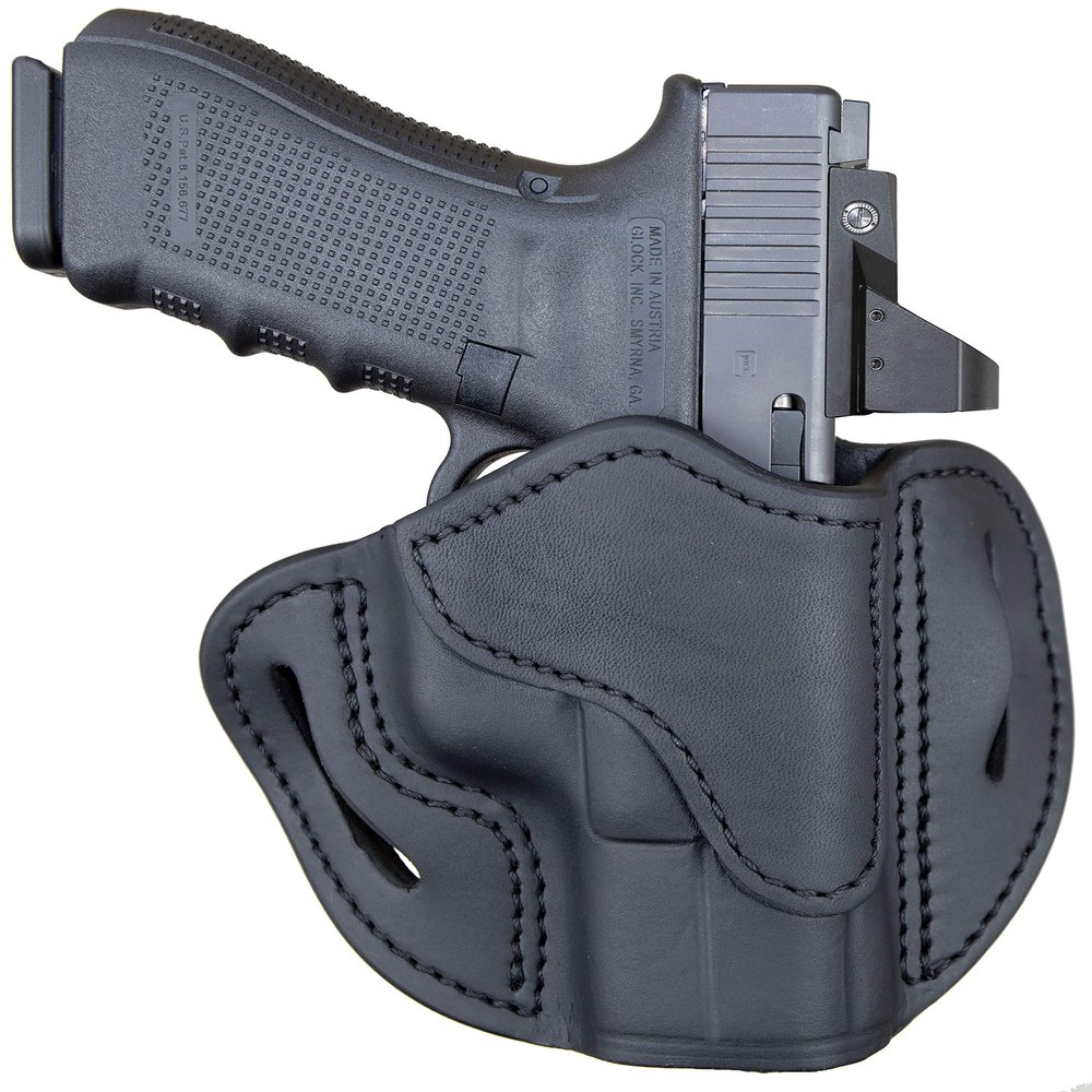 1791 GUNLEATHER Optic Ready Holster - OWB CCW G19 Leather Gun Holster for Belts - Right Handed - Compatible with Glock 19, 23, 27, Springfield XDS
