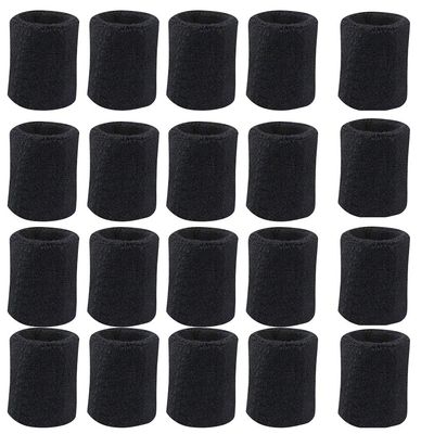 10 Pairs Sports Wristbands, Wrist Sweatbands for Men & Women, Stretchy & Sweat Absorbing Cotton Terry,Perfect for Basketball, Football, Tennis, Soccer, Running & Working Out Black