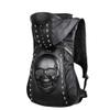 Personality 3D Skull Leather Backpack Rivets Skull Backpack with Hood Cap Apparel Bag Cross Bags view 1