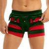 ACSUSS Men's Adult Soft Velvet Mr Santa Christmas Holiday Cosplay Costume Striped Boxer Shorts Red X-Large view 2