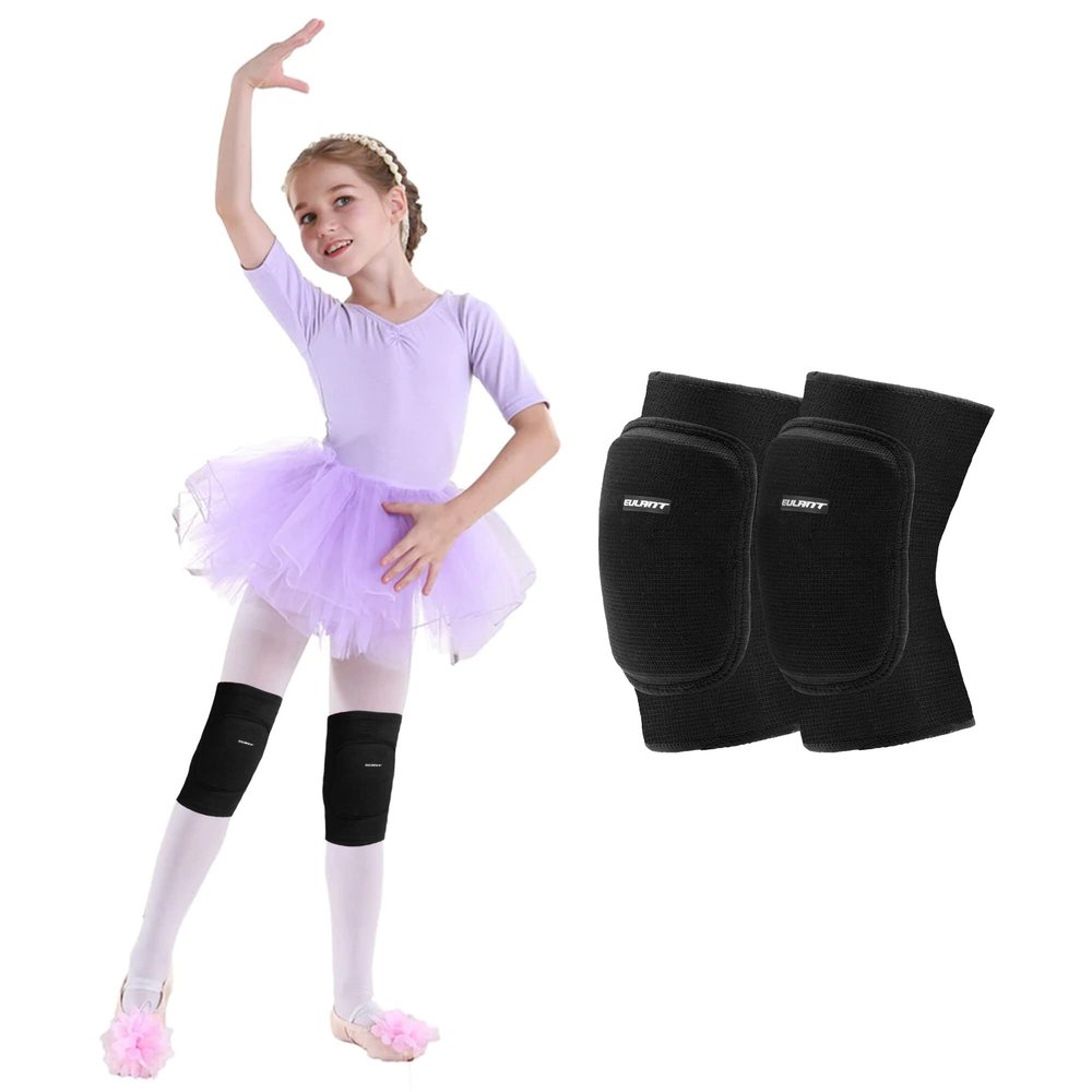 Sborter Knee Pads for Kids Junior Youth, for Biking,Volleyball,Basketball,Football,Skating,Dancing, 1 Pair,S Black