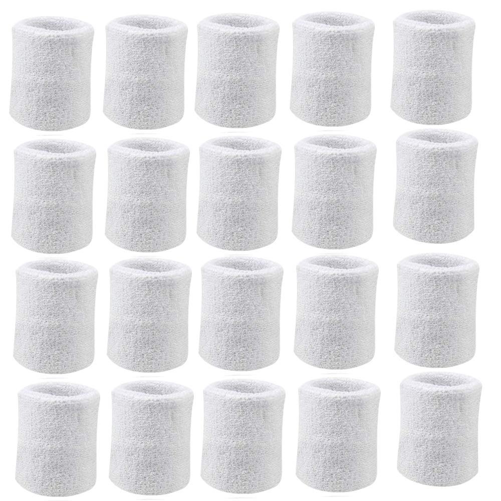 10 Pairs Sports Wristbands, Wrist Sweatbands for Men & Women, Stretchy & Sweat Absorbing Cotton Terry,Perfect for Basketball, Football, Tennis, Soccer, Running & Working Out