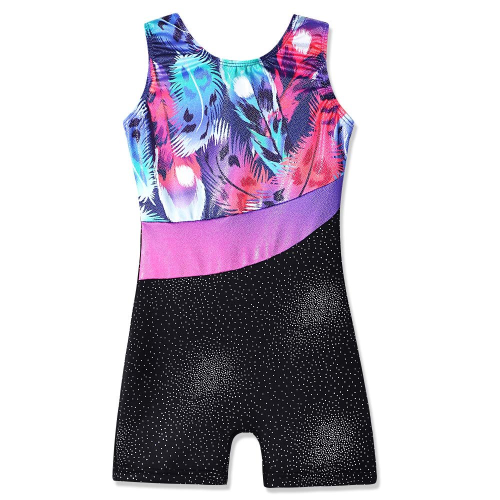 HOZIY Gymnastics Leotards With Shorts for Girls Size 9-10 Years Old Tumbling Wear Black