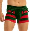 TiaoBug Men's Velvet Christmas Holiday Fancy Cosplay Costume Boxer Shorts with Santa Hat Underwear Red XX-Large view 1